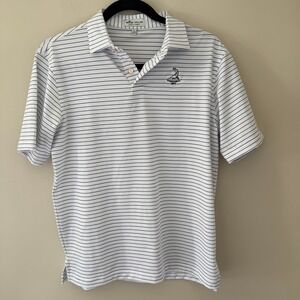 Peter Millar Boys Pinehurst 1895 Summer Comfort Striped Polo Shirt White Blue L
